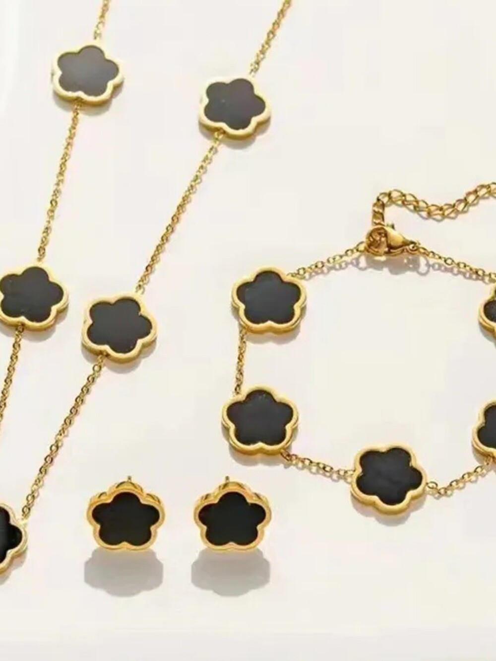 Luxe Gold and Black Floral Bracelet